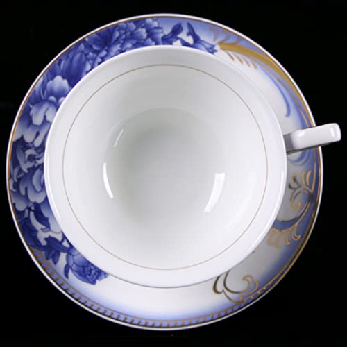 Acmlife Tea Cup And Saucer Set For 1, Bone China Tea Cups 6.8 Oz, Floral Teacup And Saucer Set For Party Or Gift, Blue And White #TOP6