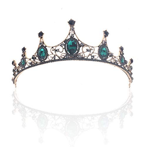 Cagora Pricess Crowns Green Crystal Wedding Crowns and Tiaras for Bridesmaids and Flower Girls Decorative Bridal Prom Tiaras Hair Accessories for Women and Girls