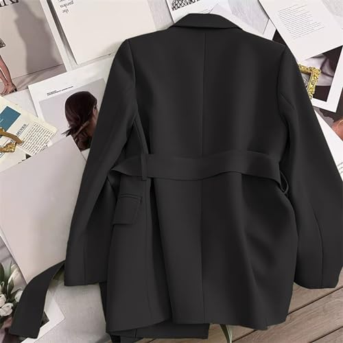 Work Office Coat Women Business Suit Formal Style Slim Fit Belted Waist Long Sleeve Suit Coat3