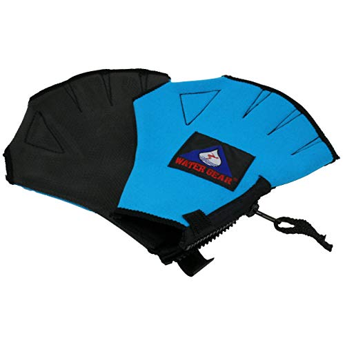 Water Gear Neoprene Fingerless Force Gloves - Aqua Fitness Gloves - Great for Workouts and Diving - Designed with Enhanced Grip - 50% More Resistance - Small (Aqua)