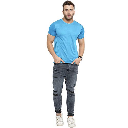 Image of TQH Men Dri Fit Polyester Half Sleeve Round Neck Multicolor t Shirts - Combo Set of 2