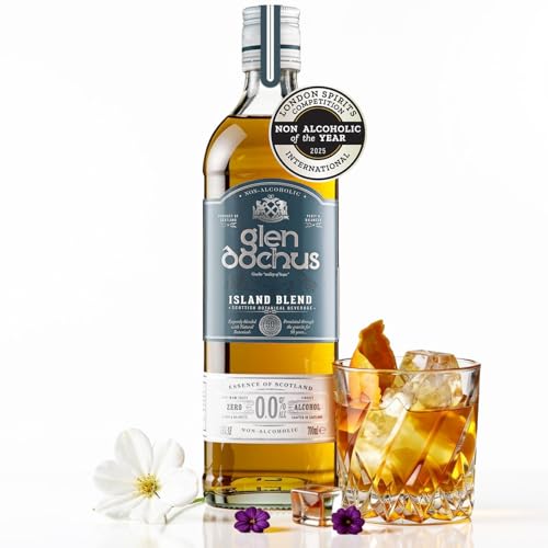 Glen Dochus Island Blend Non Alcoholic Whiskey, Award Winning Peaty and Smoky Scottish Non Alcoholic Spirits - Halal, Low Sugar and Gluten Free, Part of the Spirits of Virtue Range (700ml)