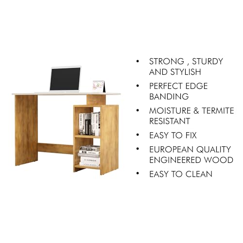 Image of Bniture Wooden Study Table for Home | Engineered Wood Laptop Study Table with Book Shelf | Multi Purpose Office Desk for Laptop & Computer| Workstation for Home & Office | Giant Wood & Frosty White