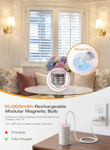 Image of CLOUDY BAY 10000mAh Battery Operated Wall Sconces,Up to 100 Hours with Rechargeable RGB Dimmable Magnetic Bulb,Cordless Wall Lighting Fixtures with Remote for Bedroom,Soft Gold,2 Pack-12inch