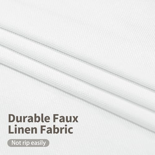 Image of YoungsTex White Linen 100% Blackout Curtains for Bedroom 68 Inch Length, Thermal Insulated Drapes with Grommet Heat Blocking Darkening for Living Room, 2 Panels, 52 X 68 Inch