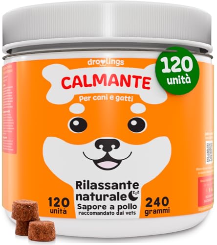 Droolings Calmante per Cani 120 masticabili Tranquillante e Rilassante Naturale per Ansia Viaggio e Momenti Stressanti
