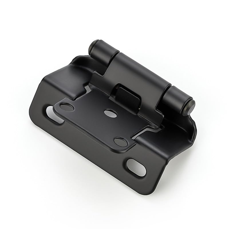 Ravinte 50 Pack 25 Pairs Semi-Overlay 1/2 inch Self-Closing Face Frame Cabinet Hinges Matte Black Half Wrap-Around Kitchen Cabinet Door Hinges Face Mount Cabinet Hardware