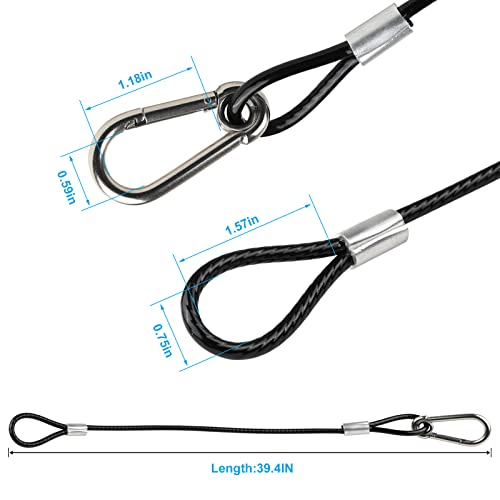 Image of Black Coated Stainless Steel Safety Cable with Carabiner Lock