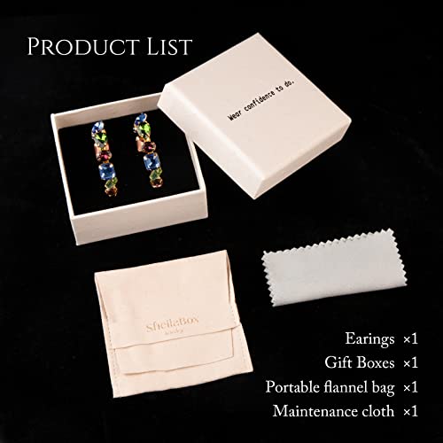 18K Gold Plated Colorful Birthstone Hoop Earring Multicolored Crystals Rainbow Earring Gift For Women Girls Hypoallergenic Jewelry (3.0Ct Different Cut Gemstone) #TOP5
