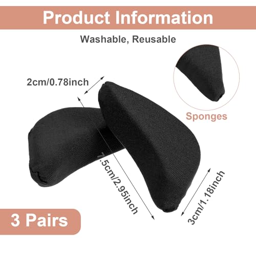 Image of 3 Pair Shoe Filler for Too Big Shoes Women, Soft Toe Filler Inserts Adjustable Shoe Filler Big Toe Plug Foot Brace Shoe Pads Toe Cushions for High Heels Pumps Flats Sneakers (Black)
