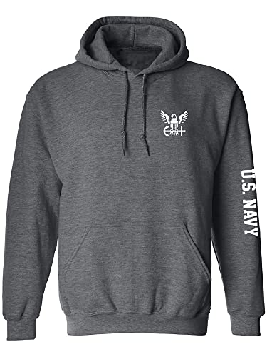 zerogravitee U.S. Navy White Sleeve Print Adult Hooded Sweatshirt