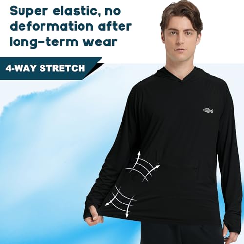 Riverruns Men's UPF 50+ Sun Protection Hoodie Fishing Shirt Cooling Quick Dry Rash Guard Long Sleeve4
