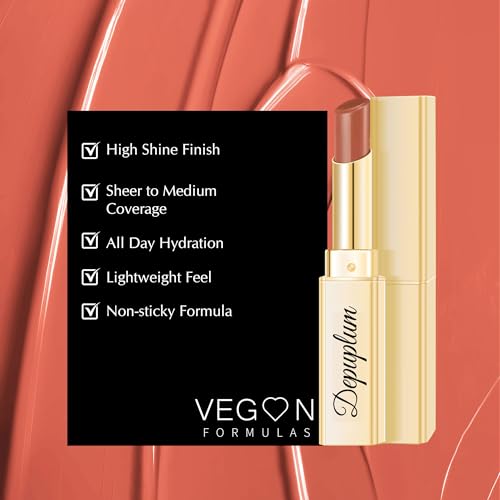 Image of Depuplum Brown Nude Lipstick for Women Tinted Lip Balm for Dry Lips | Sheer Nourishing Hydrating Glossy Creamy Lipstick Glow Reviver Lip Stick,DM103 Milk Tea
