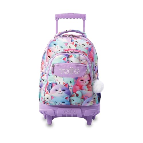 TOTTO - Mochila Escolar con Ruedas, Modelo Renglones, Capacidad 26,21 Litros, Bolsillo para PC...