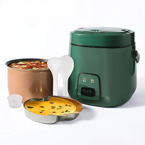 ZQJKL Retro Green Rice Cooker Steamer With Safety Buckle Mini Multicooker Electric Lunch Cooking Box For Cooking Rice Meat Porridge Soup,1.8L Cover