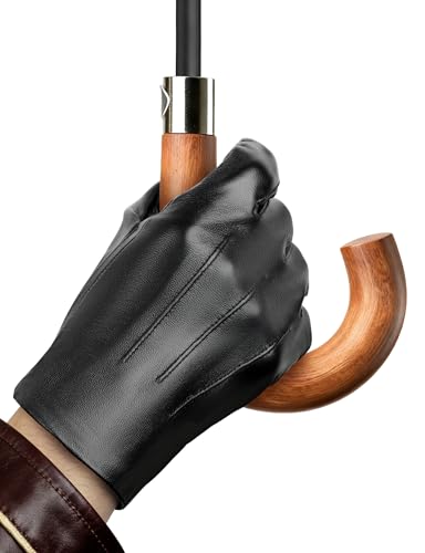 MELLIEX Gants Cuir Véritable Homme, Écran Tactile Gants en Cuir avec Doublé Cachemire Gant Mode Coupe-vent pour l'extérieur Conduite