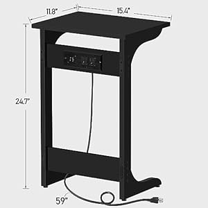 TUTOTAK C Shaped End Table with Charging Station, Side Table, Couch Table for Small Spaces, Tv Tray Table with 2 USB Ports and Outlets, Living Room, Bedroom TB01BK044 TUTOTAK C Shaped End Table with Charging Station Side Table Couch Table for Small Spaces Tv Tray Table with 2 USB Ports and Outlets Living Room Bedroom TB01BK044