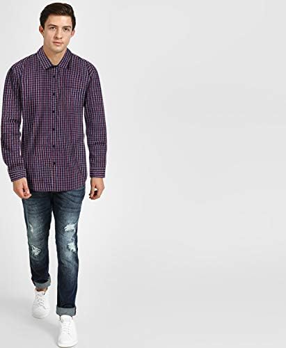 John Miller Men's Solid Regular fit Formal Shirt (PJNML-SHS-0010998_Navy 42)