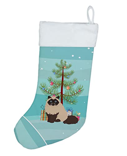 Caroline's Treasures CK4759CS Colorpoint Persian Hymalayan Cat Merry Christmas Christmas Stocking Fireplace Hanging Stockings Christmas Season Party Decor Family Holiday Decorations