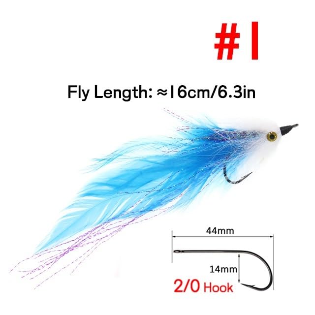 Fly Fishing Lures 8 PCS #2/0 Saltwater Streamer Fly Big Game Tube Flies Steelhead Salmon Bass Pike Fishing Artificial Lure Bait for Bass Trout Salmon