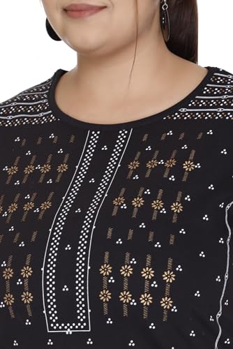 Image of Women Printed Cotton Tshirt with Side Slits & Pocket
