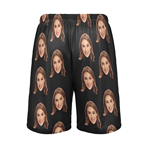 Personalized Photo Face Printed Mens Sleepwear Pajama Shorts Custom Casual Pj Bottoms Holiday Gifts for Boyfriend Husband Dad3