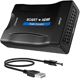 Scart to HDMI Converter Adapter, Convert analogue SCART input to an HDMI 720P / 1080p output, for Monitor Projector STB VHS Xbox PS3 Sky Blu-ray DVD