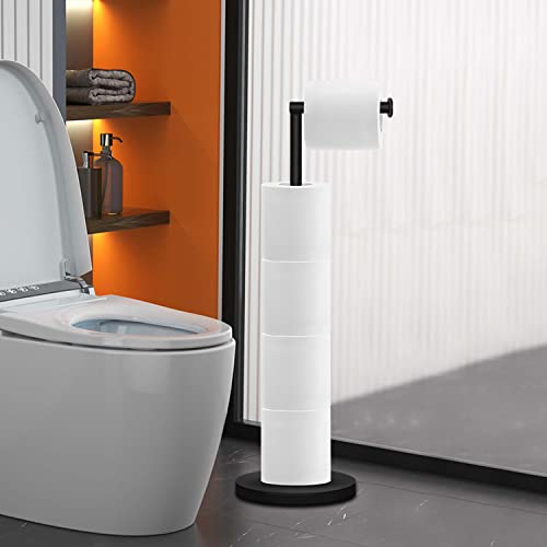 Rrm Bathroom Free Standing Toilet Paper Holder With Reserve Storage 3-4 Toilet Paper Rolls, 22-Inch Stainless Steel Stand (Matte Black) #TOP3