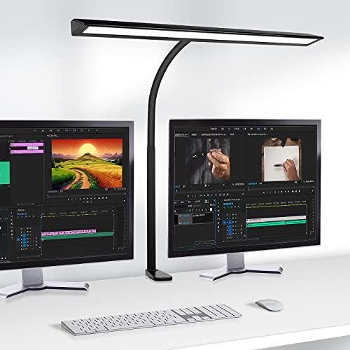 Qooltek Led Desk Lamp for Home Office, Aluminum Strip Desk Light with 3 Color and 10 Brightness Levels, USB Powered Computer Monitor Lamp for Reading Working, 10W