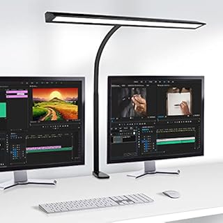 Qooltek Led Desk Lamp for Home Office, Aluminum Strip Desk Light with 3 Color and 10 Brightness Levels, USB Powered Computer Monitor Lamp for Reading Working, 10W