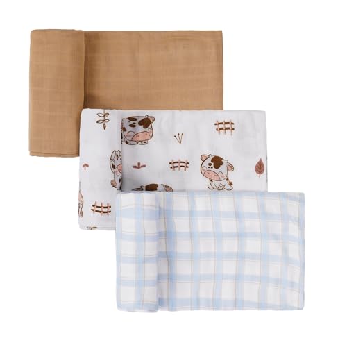 Image of Forever Nook - Swaddles for Newborns – 3-Pack Large Receiving Blankets (47" x 43") - 70% Viscose Made from Bamboo, 30% Cotton - Muslin Baby Swaddle Blankets for Boys – Perfect