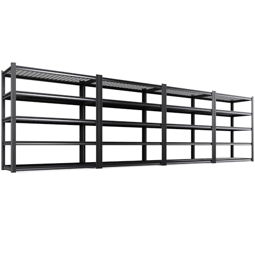 Image of 4 Pack Storage Shelves 5-Tier Heavy-Duty Steel Storage Shelving Unit Adjustable Boltless Rack, 2500 lbs Capacity - Durable Organizer for Garage, Kitchen, Basement & Workshop 71 inchx46 inchx17.7 inch Black