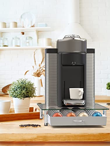 Image of Deco Brothers Tempered Glass Vertuo Pod Holder, Fits 28 Large /56 Small Pods | Compatible with Nespresso Capsule, White