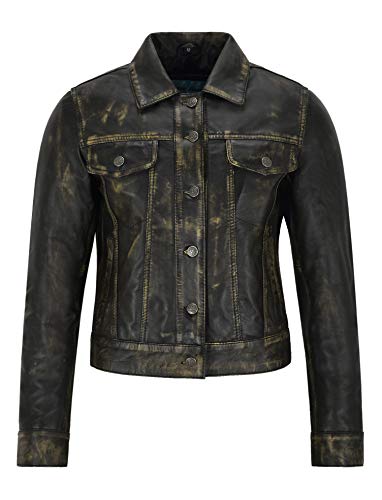 Veste en cuir vintage femmes finie la rigidité avec le cuir lavé d été Trucker 1680