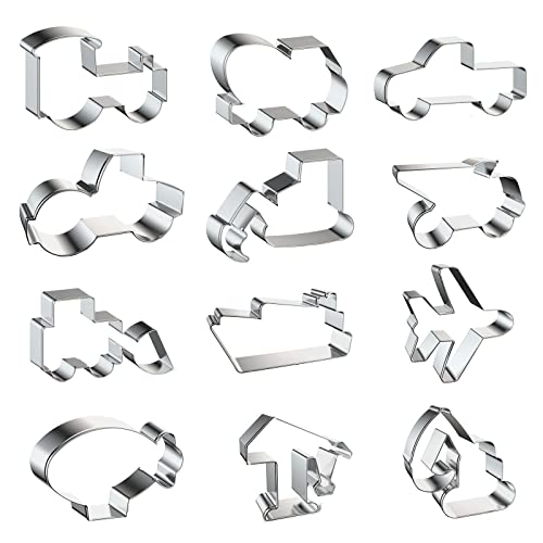 Ensemble De Moules À Biscuits En Acier Inoxydable 12 Pièces Construction Vehicles Cookie Cutters Set Traffic Emporte Pièces Biscuits Set Pour Diy Cuisson Gâteau Pâtisserie Décoration Cover