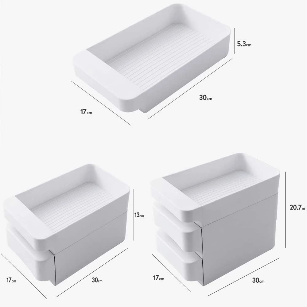 Bandeja de plástico para huevos, Caja de almacenamiento huevos plástico tipo cajón apilable tres capas for refrigerador varios tamaños