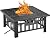 VECELO Propane Gas Fire Table, 30 Inch Outdoor Fire Pit, 50,000 BTU Square Firepit with Lid and Lava Rock, Adjustable Flame Steel Fire Table for Outdoor, Patio, Backyard, Party, Black