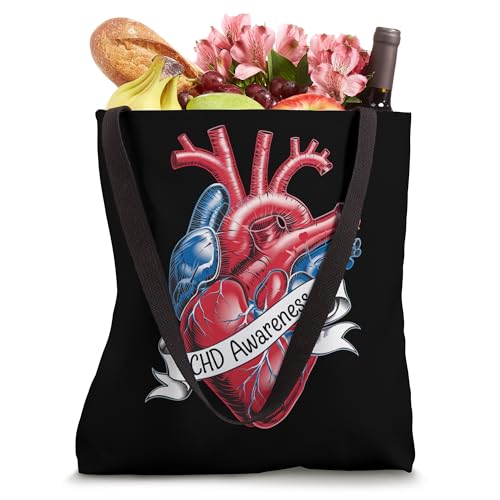 Bolso tote con diseño de corazón anatómico CHD Awareness miniatura 4