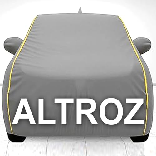 Image of Waterproof Car Body Cover for Tata Altroz with Mirror and Antenna Pocket, Soft Cotton Lining, Triple Stitched (Heat Resistant Metallic- Grey