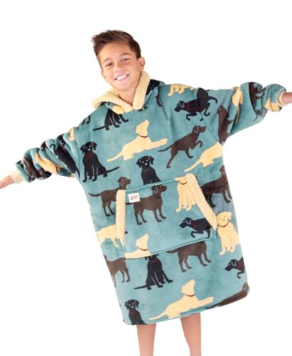 LazyOne Oversized Kid Blanket Hoodie Oversized Hoodies for Girls and Boys One Size Fits All Wearable Blankets (Labs)