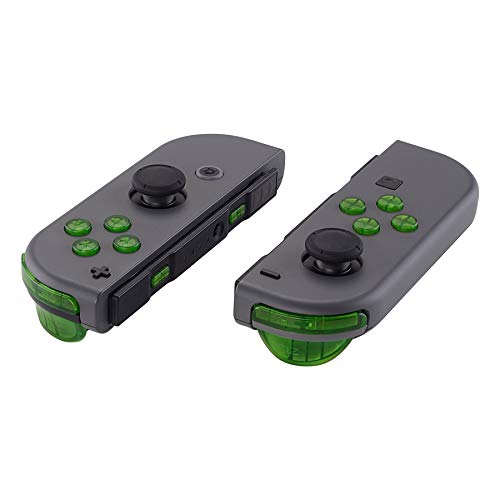 eXtremeRate Transparent Green Replacement ABXY Direction Keys SR SL L R ZR ZL Trigger Buttons Springs, Full Set Buttons with Tools for Nintendo Switch & Switch Oled Joy-con - JoyCon Shell NOT Included