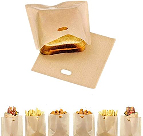 LATRAT 10 sacchetti per tostapane, riutilizzabili, antiaderenti, sacchetti per tostapane di alta qualità, per toast sandwich panini snack per forno a microonde
