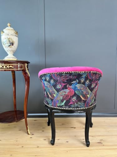 Fauteuil à cocktail baroque rose vif CasAmin en velours - 4