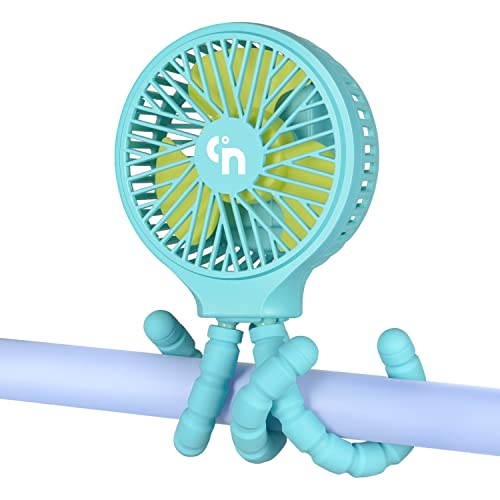 HomeLifairy Stroller Fan Rechargeable Portable Fan Battery Operated Fan Small USB Fan for Desk Mini Handheld Car Seat Personal Fan Clip On Fan for Stroller Accessories Crib Car Rides (Blue)