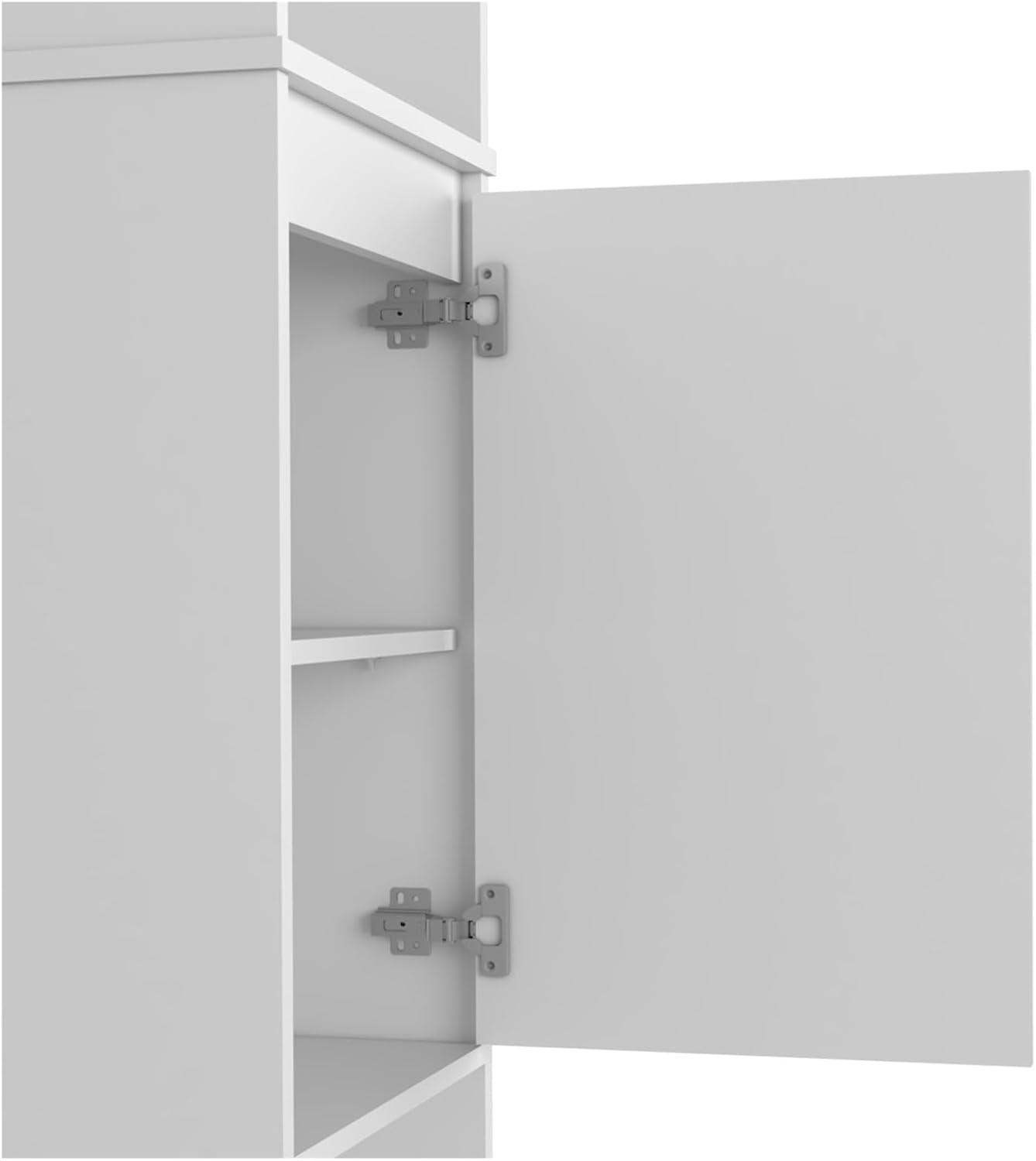 Kitchen Pantry, Two External Shelves, Single Door Cabinet, Two Interior Shelves White,for The Kitchen