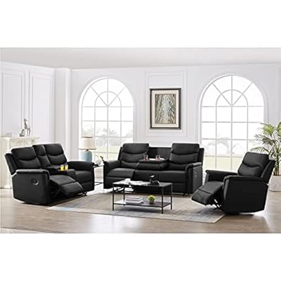Buy Belupaid Pu Living Room Furniture Sets 3 Pieces Recliner Sofa Set Leather Lounge Chair Loveseat Reclining Couch With Cup Holders Manual Zero Gravity Pu Recliner Sofa For Home Office 3 2 1 Seater Online