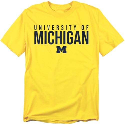 LOGOVISION University of Michigan Stacked Unisex Adult T Shirt Yellow X-Large