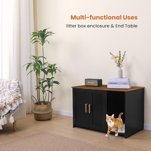 Dwanton Caixa de areia, móveis escondidos para caixa de areia para gatos, com tapete para arranhar,