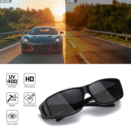 Image of HAOLOTA Night Vision Driving Over Glasses, Polarized Nighttime Glasses Men Women Anti Glare Yellow Tinted Lens
