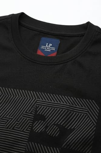 Image of Louis Philippe Men's Slim Fit Signature Graphic Print Premium Breathable Cotton, All Day Comfort Half Sleeve Crew Neck Tshirt